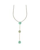 Collier en Argent Doré à l'Or fin & Cristal vert
