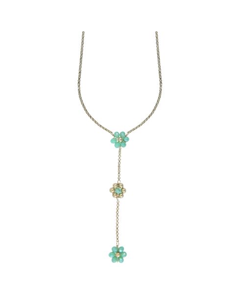Collier en Argent Doré à l'Or fin & Cristal vert