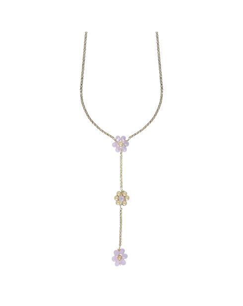 Collier en Argent Doré à l'Or fin & Cristal rose
