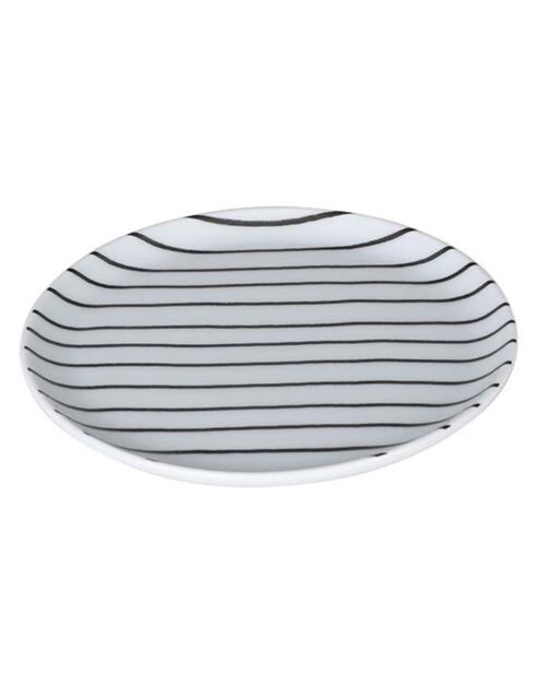 4 piatti da dessert in porcellana bianco/nero - D.15 cm