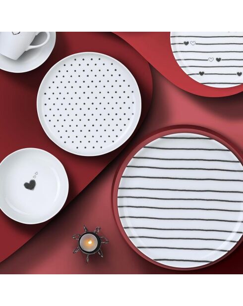 4 Assiettes dessert en Porcelaine blanc/noir - D.15 cm