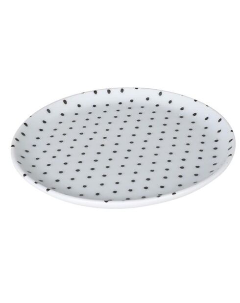 4 Assiettes dessert en Porcelaine blanc/noir - D.15 cm