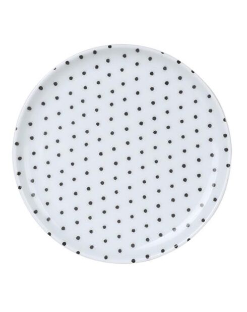 4 Assiettes dessert en Porcelaine blanc/noir - D.15 cm