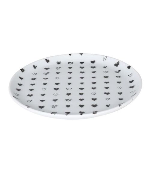 4 Assiettes dessert en Porcelaine blanc/noir - D.15 cm