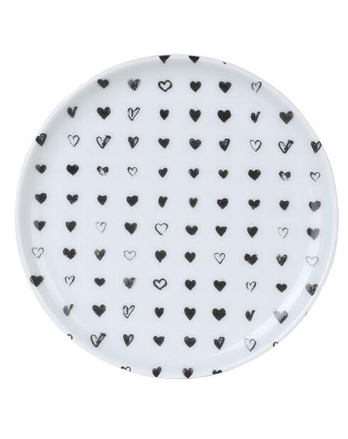 4 Assiettes dessert en Porcelaine blanc/noir - D.15 cm