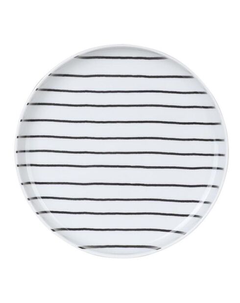 4 Assiettes dessert en Porcelaine blanc/noir - D.15 cm