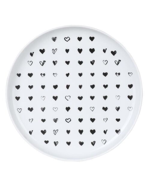 4 Assiettes dessert en Porcelaine blanc/noir - D.15 cm