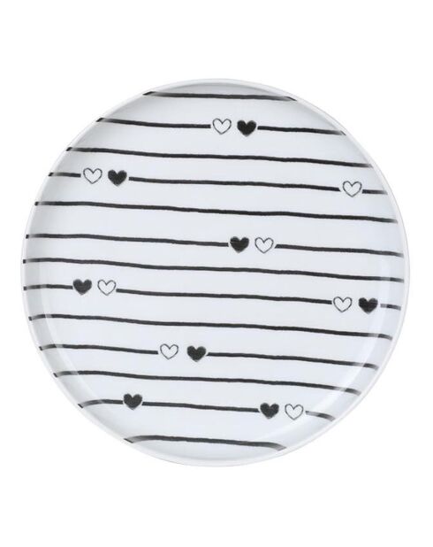 4 Assiettes dessert en Porcelaine blanc/noir - D.15 cm
