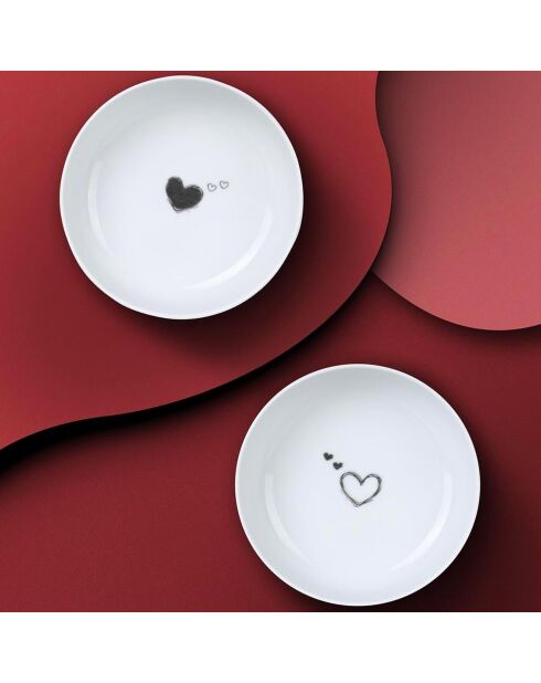 2 Bols en Porcelaine blanc/noir - D.15 cm