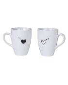 2 Mugs en Porcelaine  blanc/noir - D.8 cm