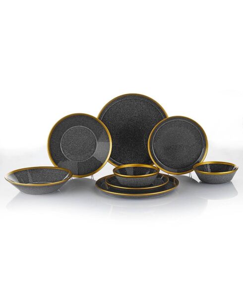 Service de table en Porcelaine noir/doré - 8 pièces