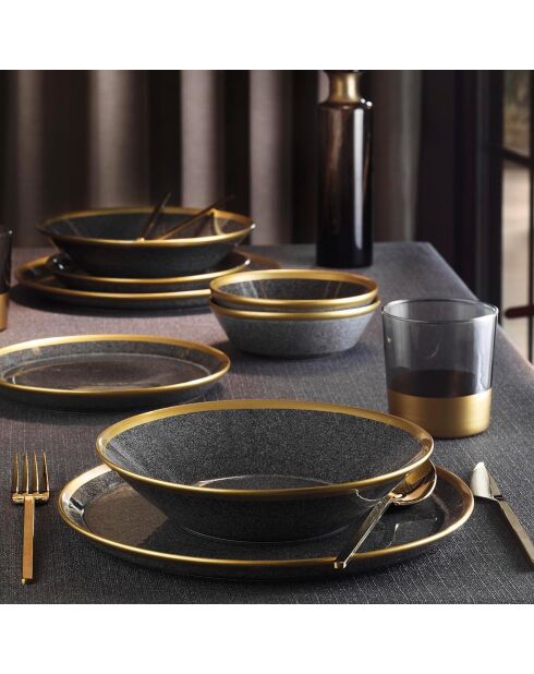 Servizio da tavola in porcellana nera/oro - 8 pezzi