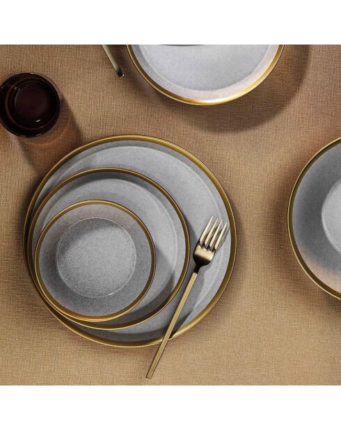 Service de table en Porcelaine  gris/doré  - 8 pièces