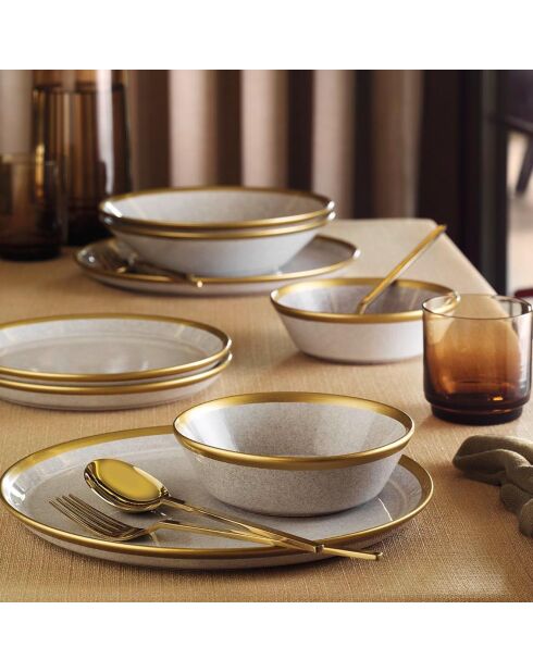 Service de table en Porcelaine  gris/doré  - 8 pièces