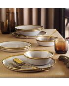 Service de table en Porcelaine gris/doré - 16 pièces