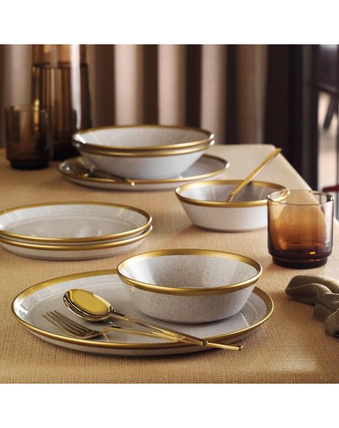 Service de table en Porcelaine gris/doré - 16 pièces
