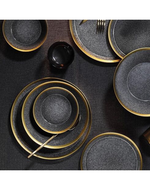 Service de table en Porcelaine noir/doré - 16 pièces