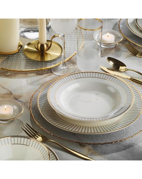Service de table en Porcelaine  blanc/doré - 24 pièces