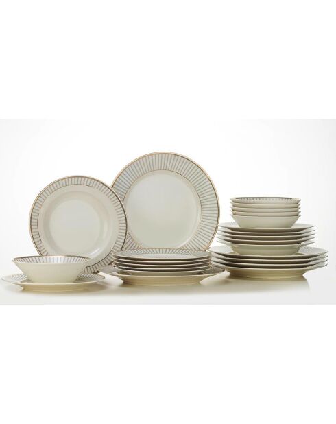 Service de table en Porcelaine  blanc/doré - 24 pièces