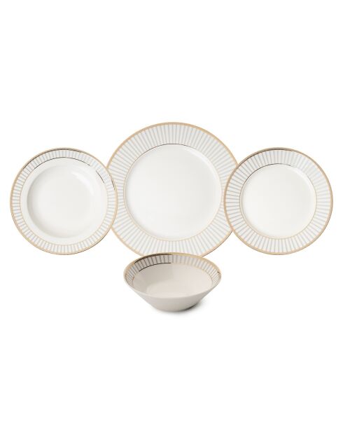 Service de table en Porcelaine  blanc/doré - 24 pièces