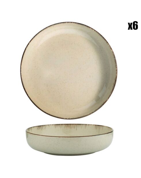 6 Bols en Porcelaine crème - D.15 cm
