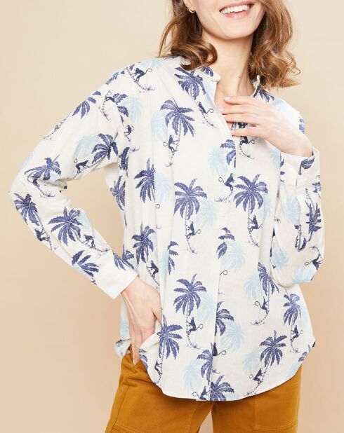 Blouse Cabane imprimée marine/bleu clair