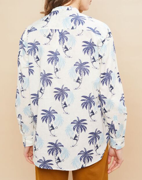 Blouse Cabane imprimée marine/bleu clair