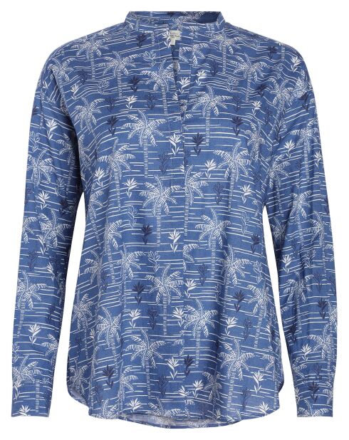 Cabineshirt met indigoprint