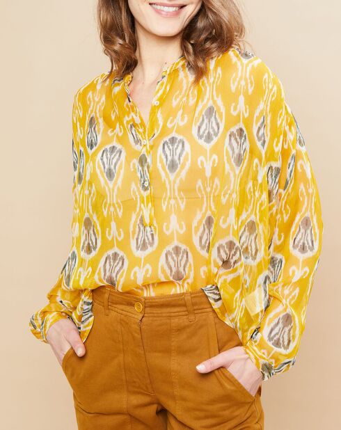 Gelbe bedruckte Bluse Canda