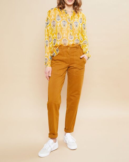 Gelbe bedruckte Bluse Canda