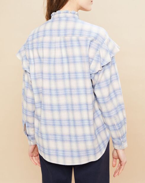 Chemise Caroline en Flanelle rose clair/bleu