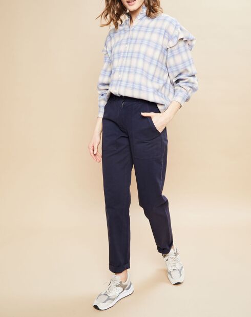 Chemise Caroline en Flanelle rose clair/bleu