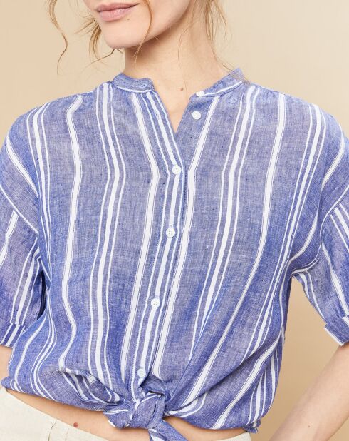 Calix blauw overhemd van 100% linnen