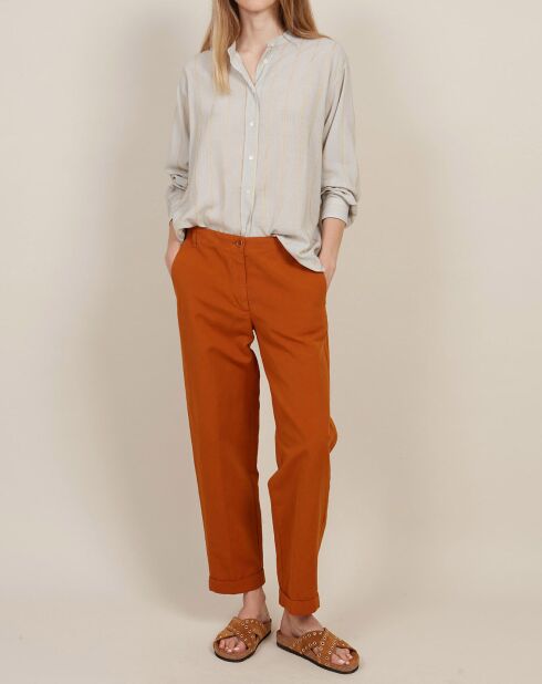 Pantalon en Coton & Lin Pilote caramel