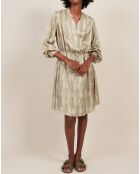 Robe en Soie mélangée Romane army/beige