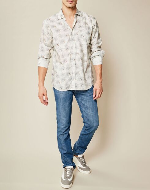 Chemise regular Paul imprimé Cocotier écru/gris