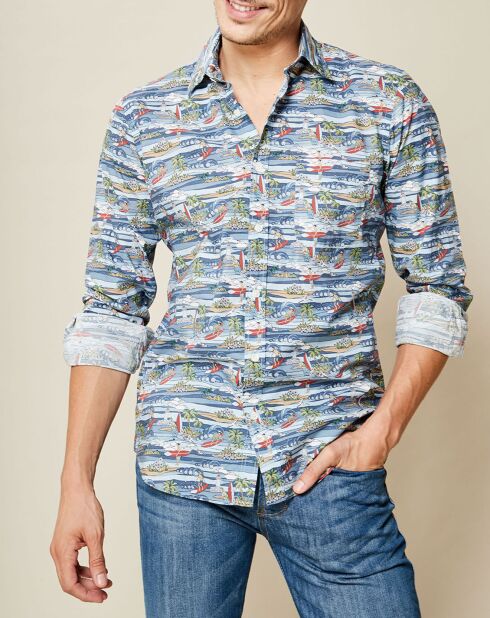 Chemise slim Storm imprimé Surf bleu/multicolore