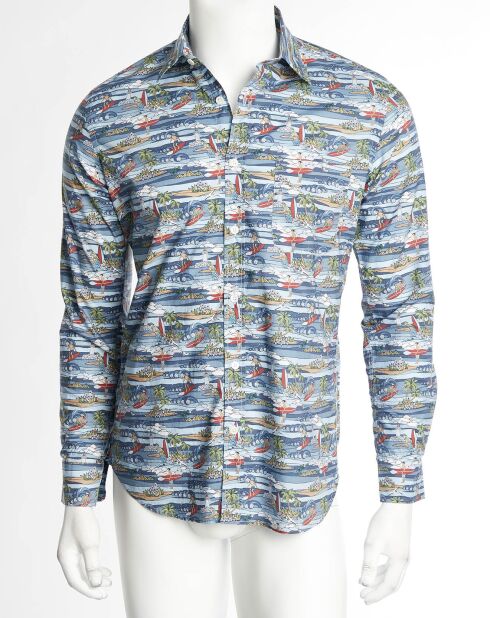 Chemise slim Storm imprimé Surf bleu/multicolore