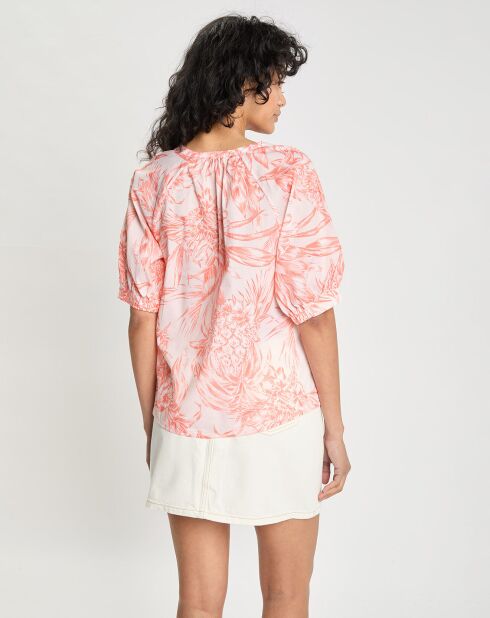 Blouse Henley imprimée orange