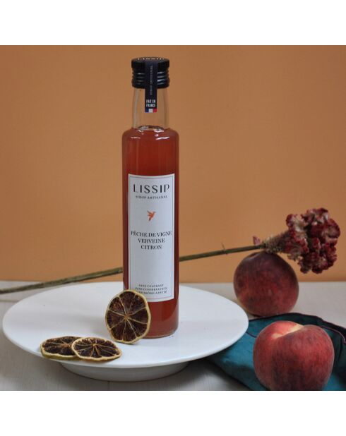 Sirop Pêche de vigne Verveine Citron 25cl