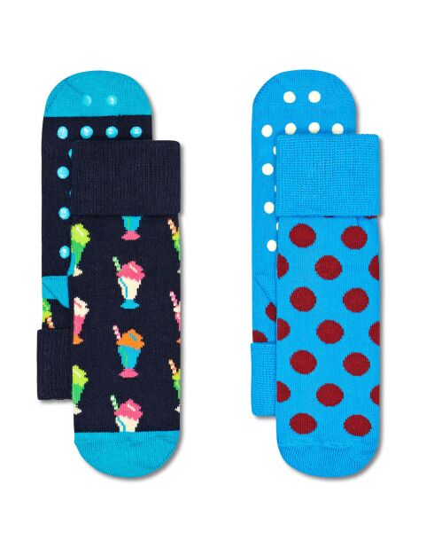2 Paires de Chaussettes Milkshake Anti-Sli bleues