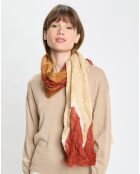 Foulard en Lin & Coton Yula imprimé grpahique beige - 70x180 cm