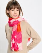 Foulard Cintya imprimé floral fuchsia - 92x70 cm