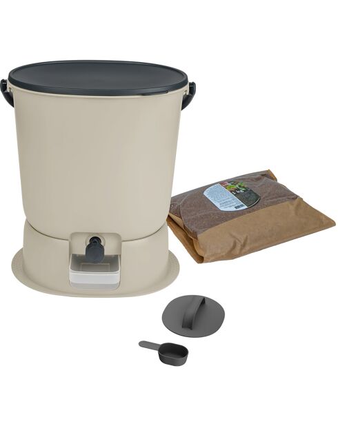 Composteur Bokashi Essential + 1 kg d'activateur crème - 15.3L