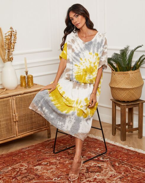 Robe Ceteen imprimé/ moutarde