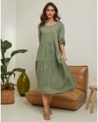 Robe 100% Lin Elvira kaki