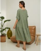 Robe 100% Lin Elvira kaki