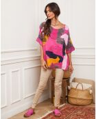 Blouse100% Lin Karina fushia