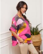 Blouse100% Lin Karina fushia