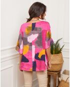 Blouse100% Lin Karina fushia